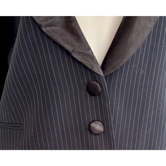Vintage Jessica McClintock Blue 
Pinstripe Tuxedo Blazer Jacket Size 12 NWT - Picture 5 of 16
